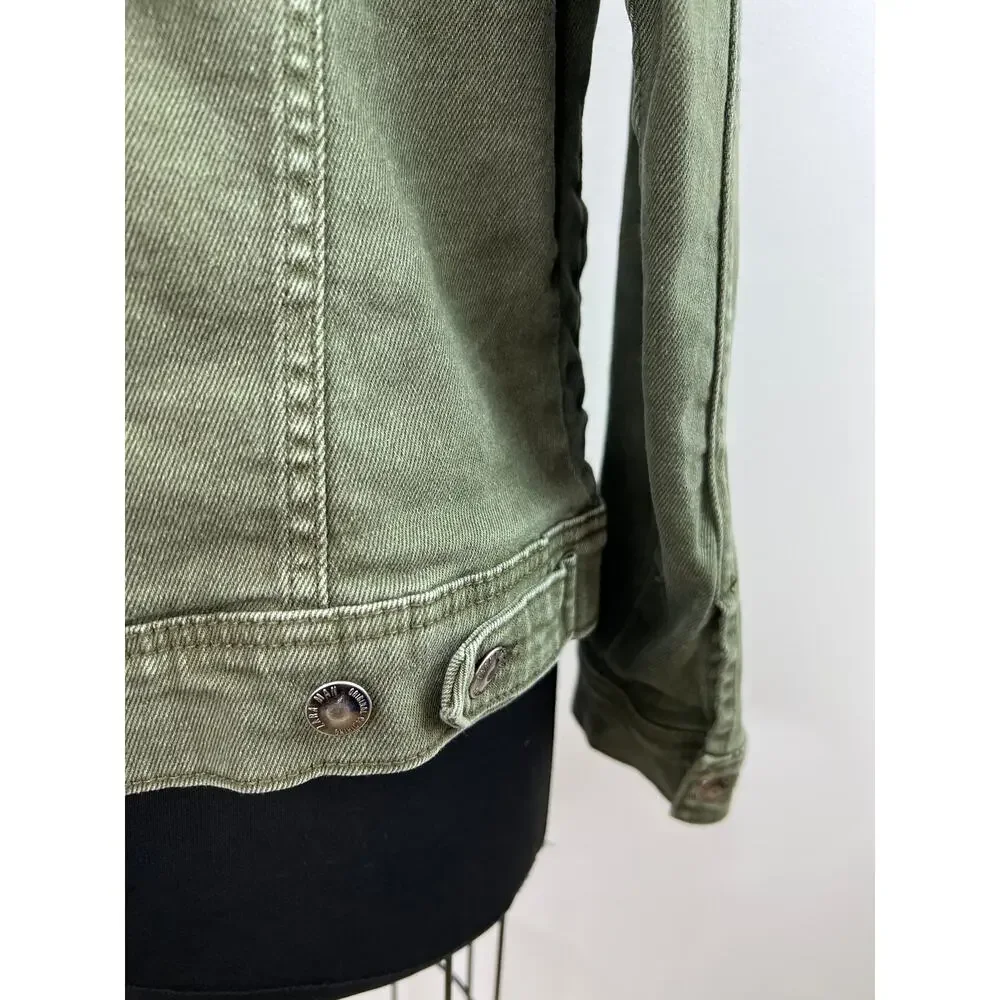 ZARA Olive Green Long Sleeve Button-Down Collared Patch Pocket Jacket Size M